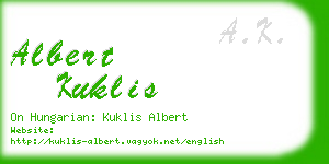 albert kuklis business card